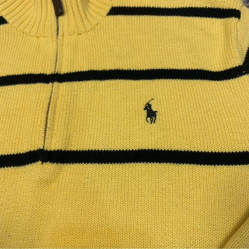 Polo Ralph Lauren VTG Quarter Zip Pullover Striped Cotton Sweater - Picture 11 of 13